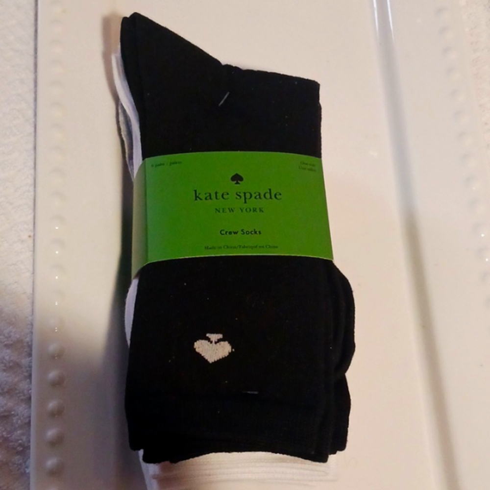 Beautiful!  Kate Spade  3 Pair Assorted Spade Logo Stripe Design Socks